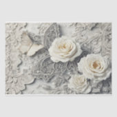 刺繍レースと蝶の白いバラ 薄葉紙 (正面)