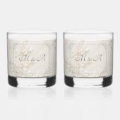 刺繍レースの結婚タンブラーのガラス ウイスキーグラス (正面)