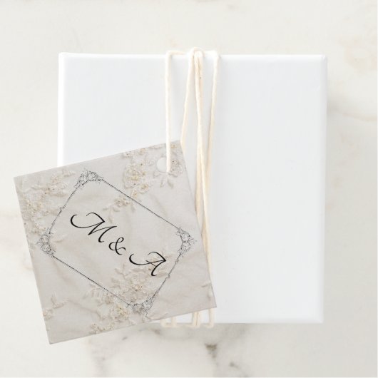 刺繍レース結婚のサンキューメッセージカード フェイバータグ (インサイチュ)