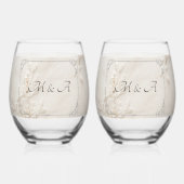 刺繍レース結婚のステムレスワイングラス ステムなしワイングラス (裏面)