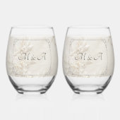 刺繍レース結婚のステムレスワイングラス ステムなしワイングラス (正面)