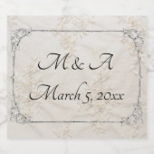 刺繍レース結婚のワきらめくインラベル スパークリングワインラベル (シングルラベル)