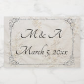 刺繍レース結婚のワインボトルラベル スパークリングワインラベル (シングルラベル)