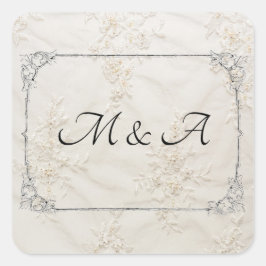 刺繍レース結婚ズスクエアステッカー スクエアシール
