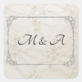 刺繍レース結婚ズスクエアステッカー スクエアシール (正面)