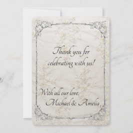 刺繍レー結婚スサンキューカード サンキューカード