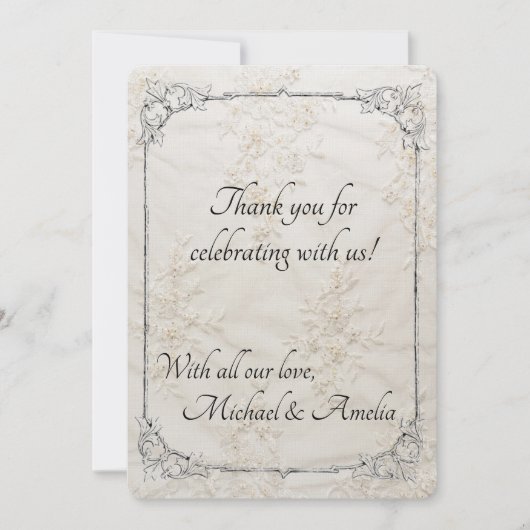 刺繍レー結婚スサンキューカード サンキューカード (正面)