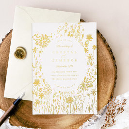 刺繍ワイルドフラワーフィールドフローラメドウ金ゴールド 箔招待状