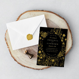 刺繍ワイルドフラワーフィールドフローラメドウ金ゴールド 箔招待状