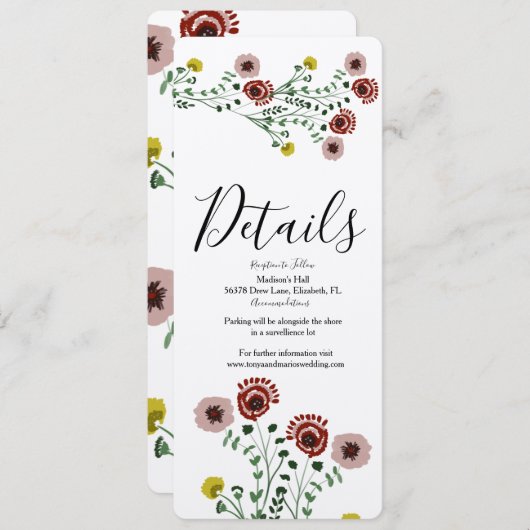 刺繍ヴィンテージフローラボ結婚タニカル詳細 招待状 (正面/裏面)