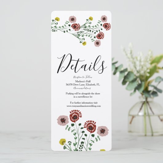 刺繍ヴィンテージフローラボ結婚タニカル詳細 招待状 (スタンド正面)