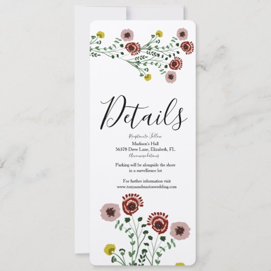 刺繍ヴィンテージフローラボ結婚タニカル詳細 招待状 (正面)