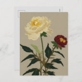 刺繍ヴィンテージ牡丹花 シーズンポストカード (正面/裏面)