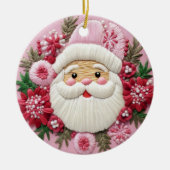 刺繍効果クリスマスサンタ写真 セラミックオーナメント (正面)