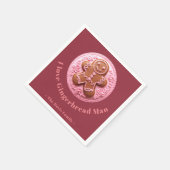 刺繍効果クリスマスジンジャーマン名前をカスタムする スタンダードカクテルナプキン (角)