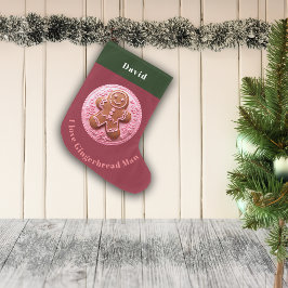 刺繍効果クリスマスジンジャーマン名前をカスタムする ラージクリスマスストッキング