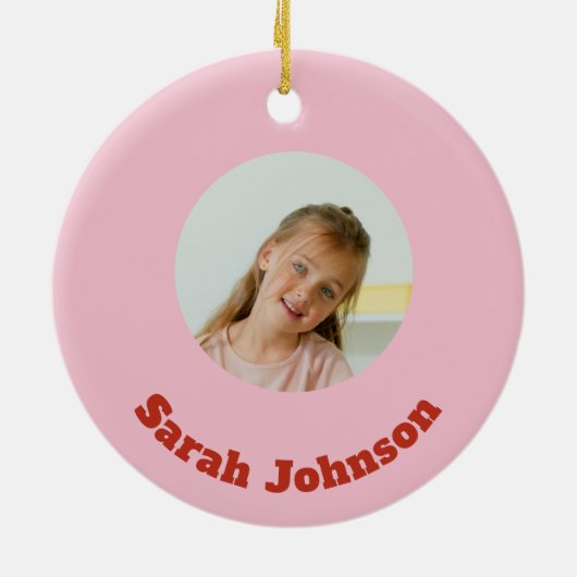 刺繍効果クリスマスボウカスタムの写真名 セラミックオーナメント (裏面)