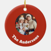 刺繍効果クリスマスポインセチア写真 セラミックオーナメント (裏面)