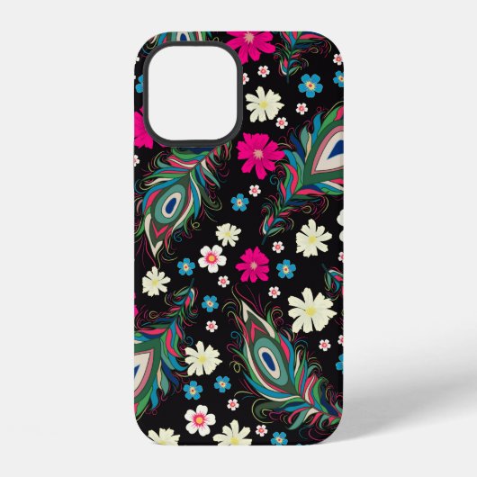 刺繍孔雀の羽 シームレス パターン。クラシ iPhoneケース (裏面)