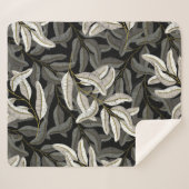 刺繍枝：黒白プリント。 シェルパブランケット (正面(横))