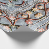 刺繍模様に綿糸レース、真珠 ラッピングペーパー (角)