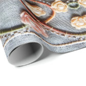 刺繍模様に綿糸レース、真珠 ラッピングペーパー (ロールコーナー)