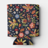 刺繍秋：花カラフル柄。 缶クーラー (裏面)
