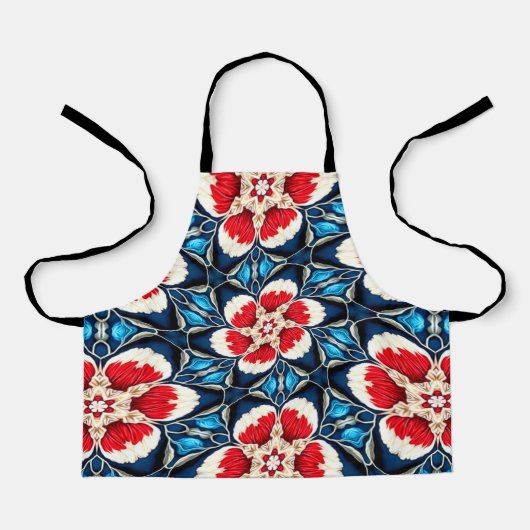 刺繍花柄 エプロン (正面)