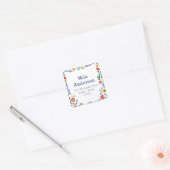 刺繍花模様スクエア住所 シール (封筒)