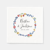 刺繍花模様結婚ズ スタンダードカクテルナプキン (正面)