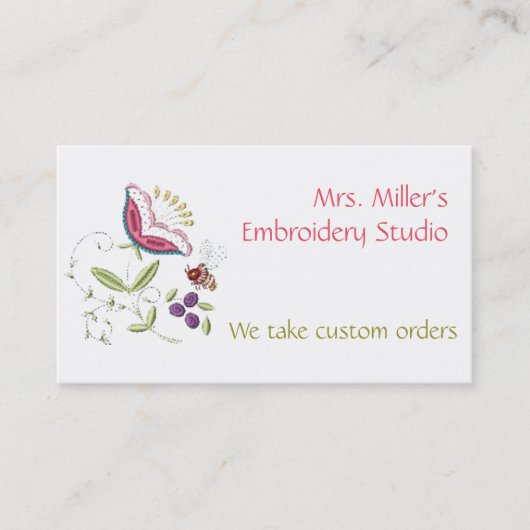 刺繍花蜜花刺繍花柄 名刺 (正面)