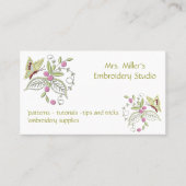 刺繍花蝶の刺繍模様 名刺 (正面)