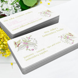 刺繍花蝶の刺繍模様 名刺