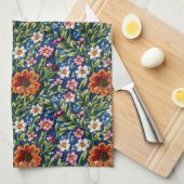 刺繍花 キッチンタオル (四つ折り)