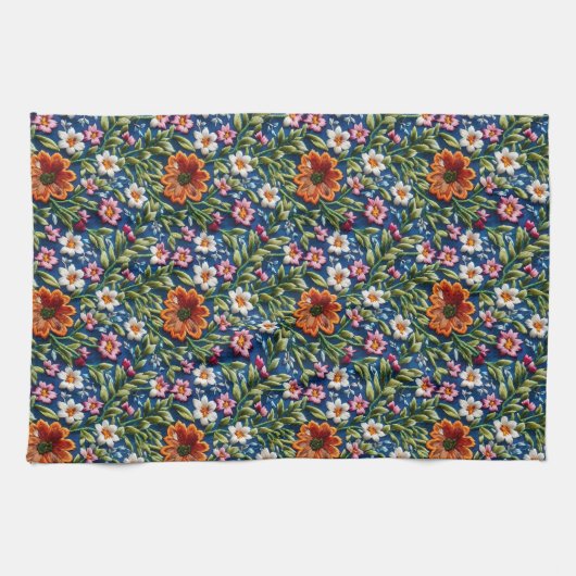 刺繍花 キッチンタオル (横)