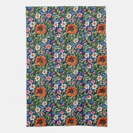 刺繍花 キッチンタオル (縦)