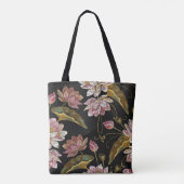 刺繍蓮の花シームレスなパターン トートバッグ (裏面)