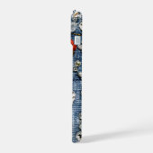 刺繍赤と白開花オンデニム iPhone 15ケース (左側面)