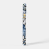 刺繍赤と白開花オンデニム iPhone 15ケース (右側面)