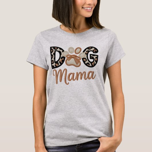 刺繍風の犬のママ - 母の日 Tシャツ (正面)