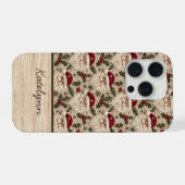刺繍風3Dサンタクロースのスマホケース(名入れ可能) iPhoneケース (裏面横)