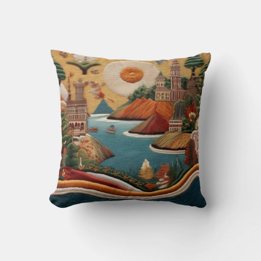 刺繍鮮やかスタイルランドスケープ クッション (正面)