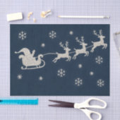 刺繍 クリスマスの夜空 サンタのそり 薄葉紙 (クラフト)