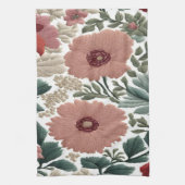 刺繍.花.花のクローズアップ キッチンタオル (縦)