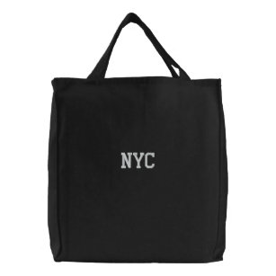 刺繍NYCニューヨークシティートートバッグブラック 刺繍入りトートバッグ