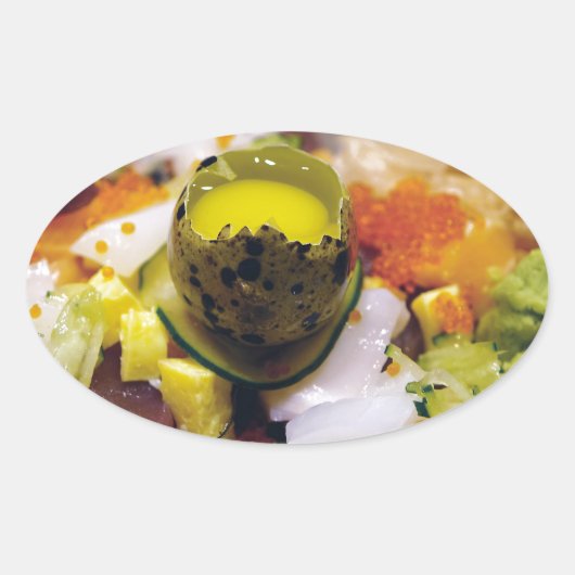 刺身さけマグロの魚介類キャビア日本の 楕円形シール (正面)