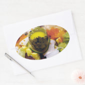 刺身さけマグロの魚介類キャビア日本の 楕円形シール (封筒)