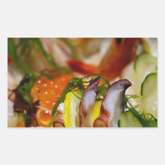 刺身さけ魚の魚介類日本の 長方形シール (正面)