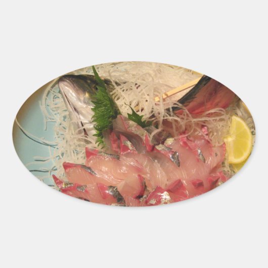 刺身刺身...食日本の品 楕円形シール (正面)