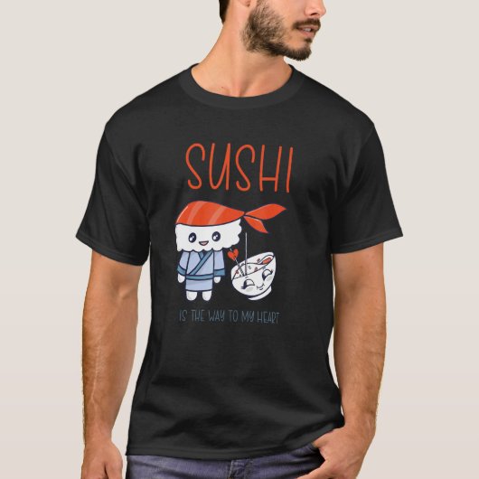 刺身日本の寿司がハートへの道 Tシャツ (正面)